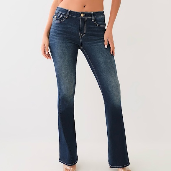 True Religion Joey Big T Dark Wash Flared Boot Cut Jeans - Picture 4 of 16